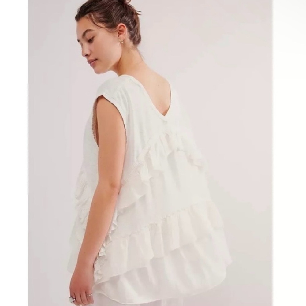 Free People Oversized Ruffle Sleeveless Top - Picture 2 of 8